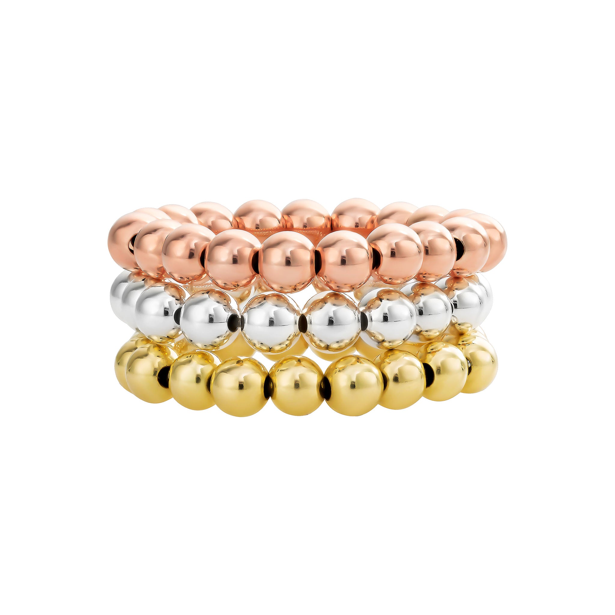 Three-Tone Bead Ring Stack | LeahJessica Jewelry